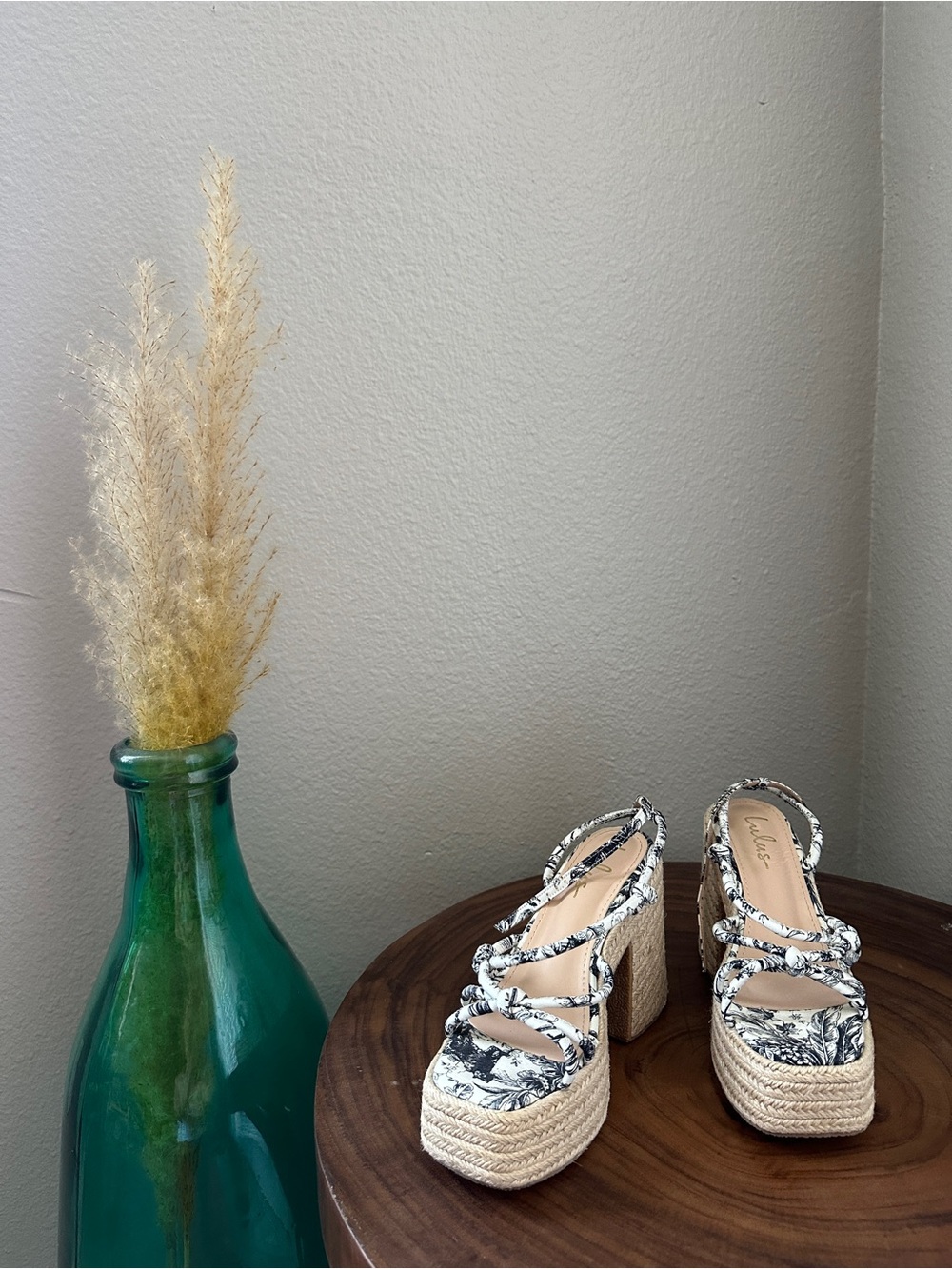Lulus Woven Platform Sandals in Navy blue & White - Women -SH4